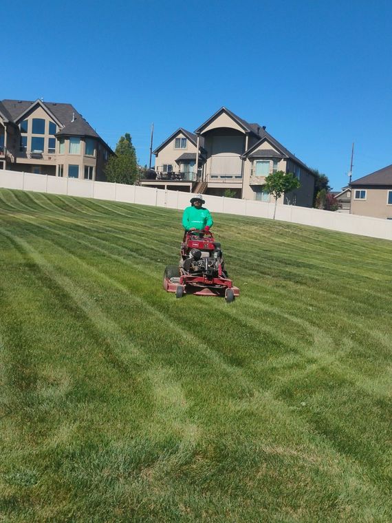 Hillside lawn mowing