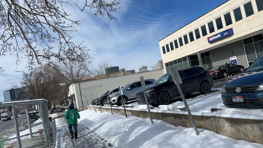 Cleared sidewalk downtown after snow