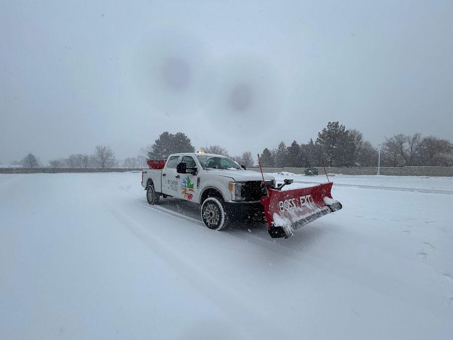 Plowing a commercial parking lot
